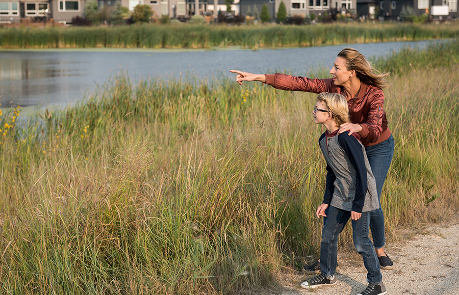 Wetlands - mother and boy on trail