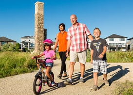 Family on trails in Sage Creek